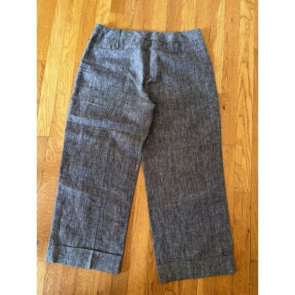Max Studio Womens Size 10 Black Linen Capri Pants Wide Leg Cuffed - Picture 3 of 4